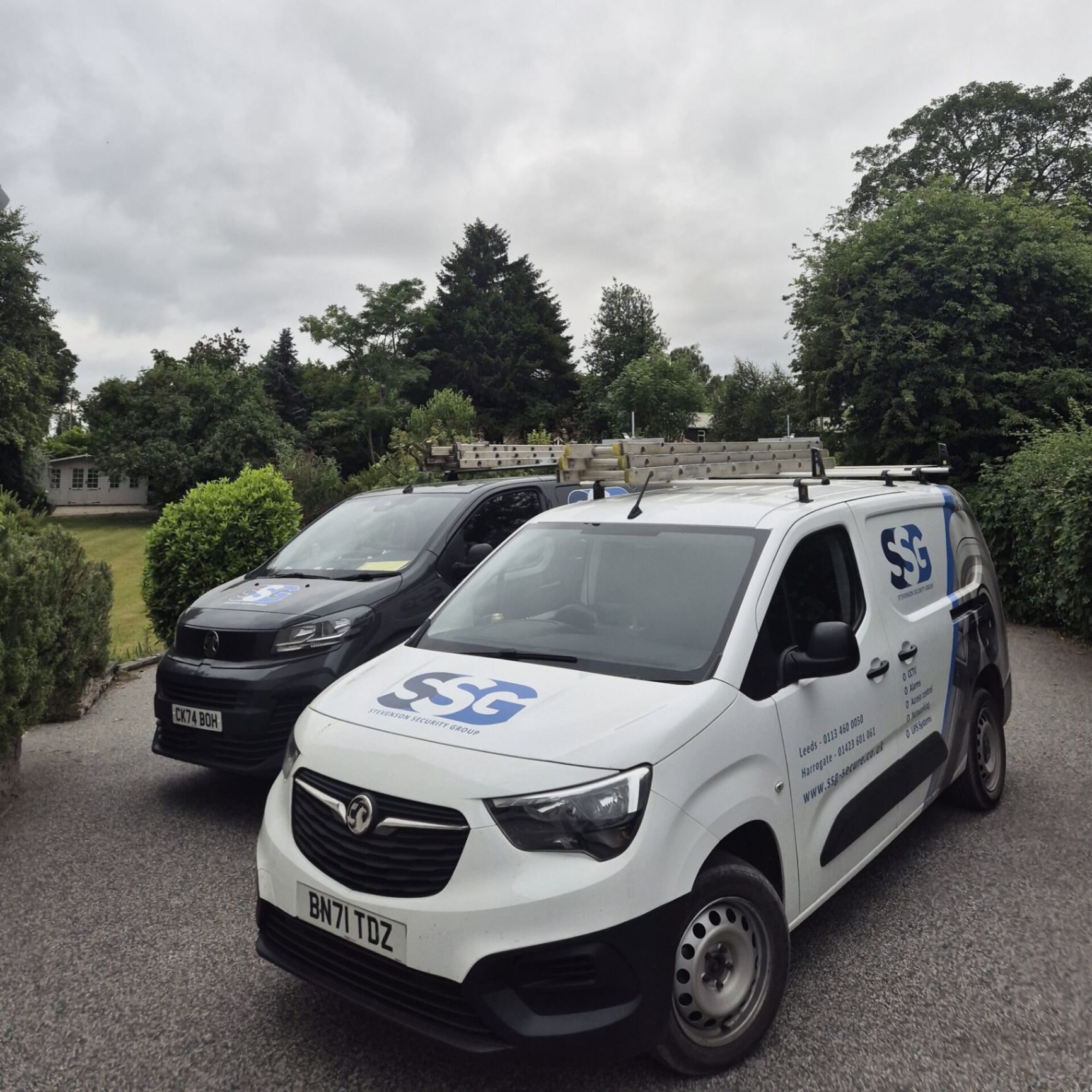 SSG Stevenson Security Group vans on site